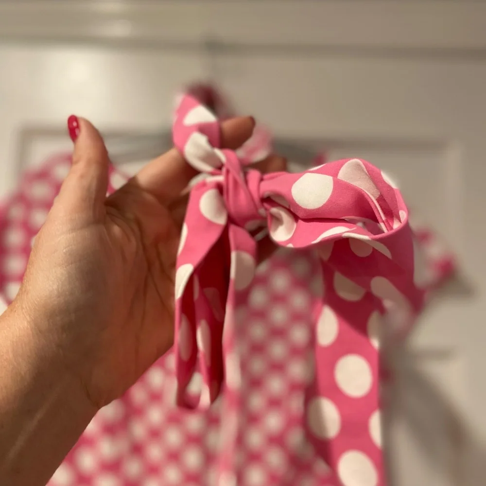 Dressystar Women’s 1950s Rockabilly Cocktail Party Dress Pink Polka Dot XXL
